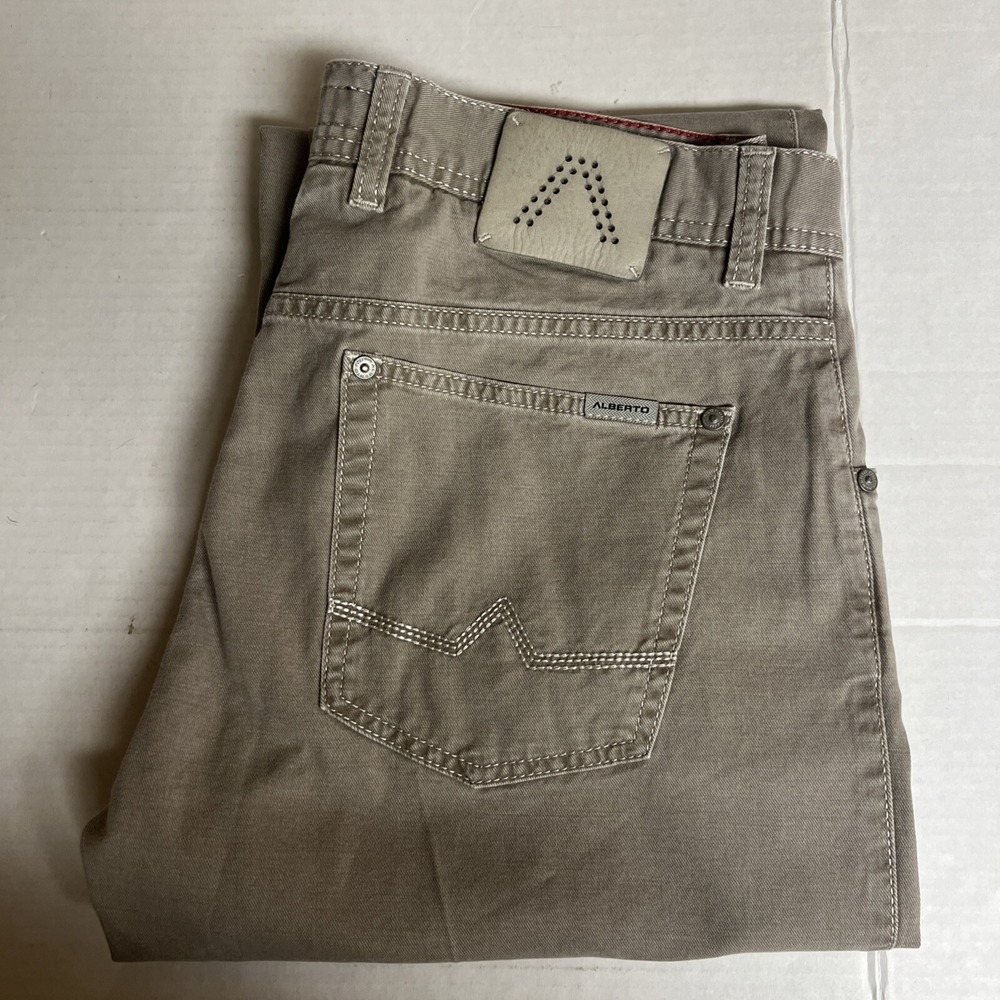 Alberto Pants Men's Size 34x28 Stone Modern Fit Fadeout Twill *READ*